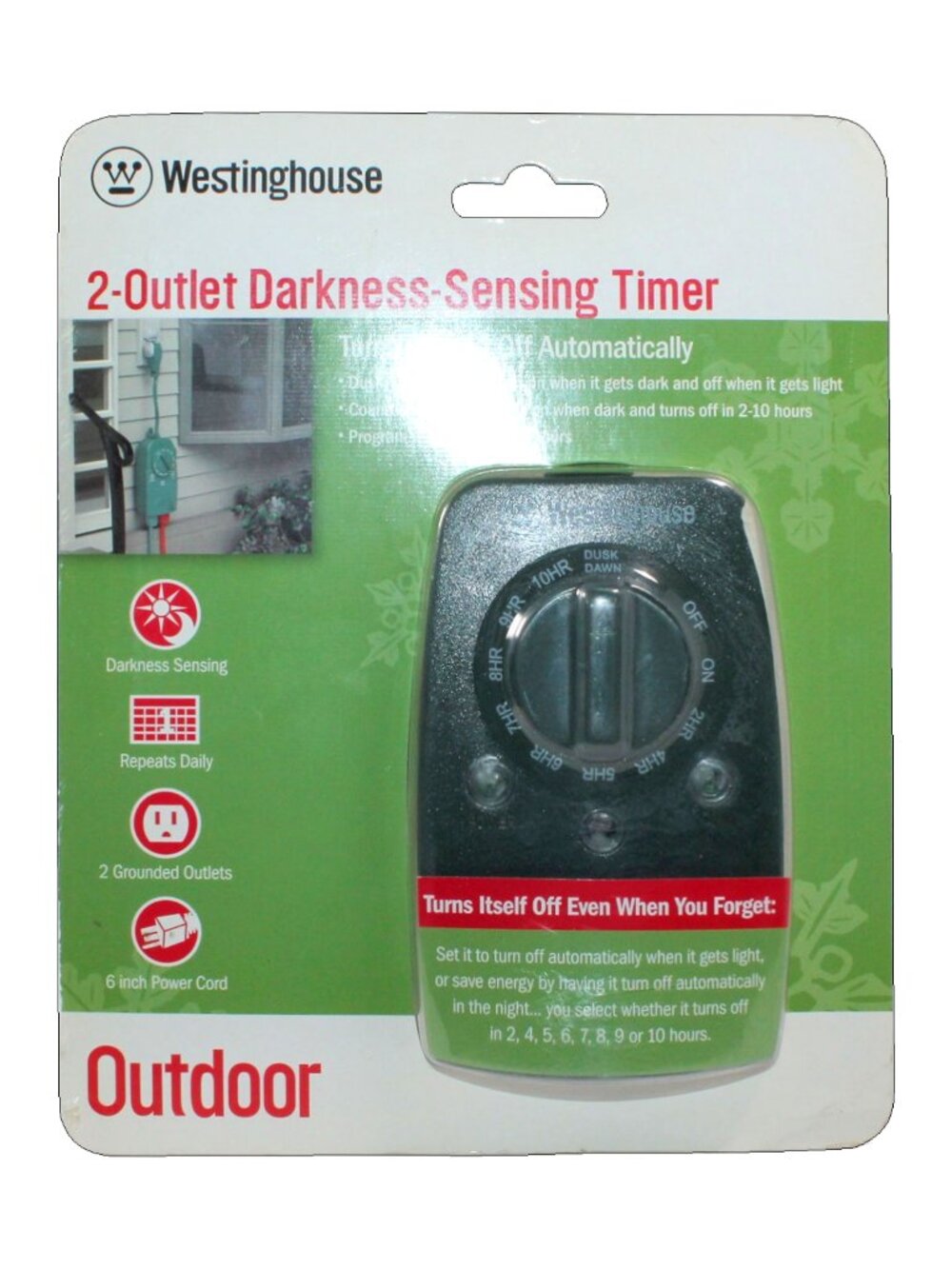 Westinghouse 2-Outlet Weather-Resistant Outdoor Darkness-Sensing Automatic Timer